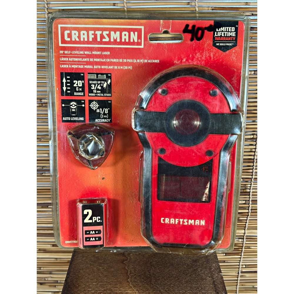 Craftsman CMHT77636 Self-Leveling Line Laser Level Wall Mount, Back-Lit